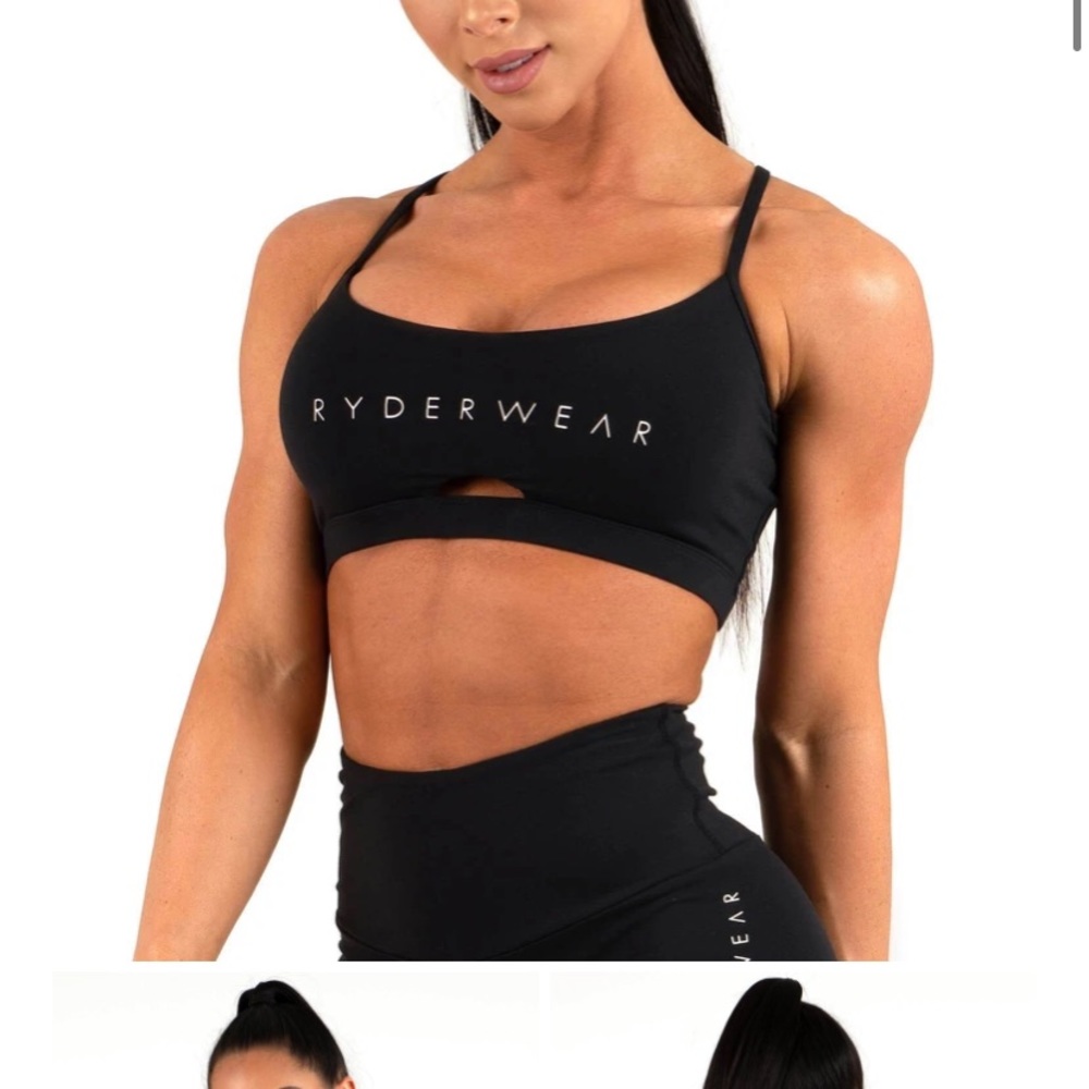 Cute black Ryderwear sports bra with cutout